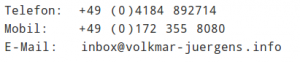 Telefonnummer und E-Mail-Adresse von Volkmar Jürgens